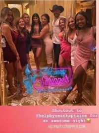 Hot-Party-Stripper-on-tv-show a group picture of one male dancer and the cast of the TV Show Big Brother shouts out on Instagram to the owner of Hot Party Stripper